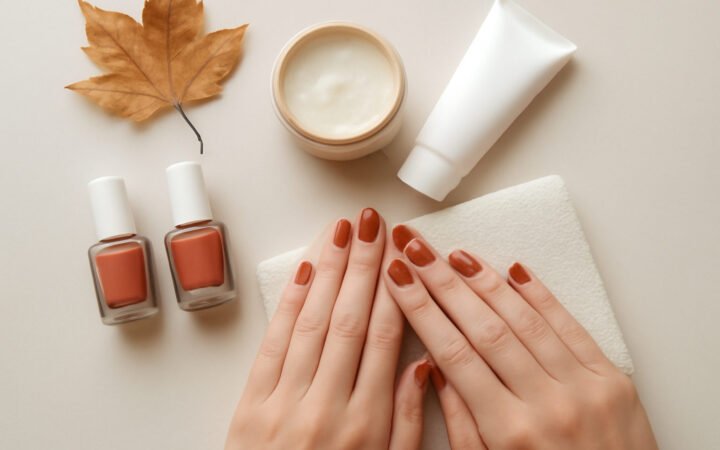 Herbst Nägel mit Muster in 6 Schritten