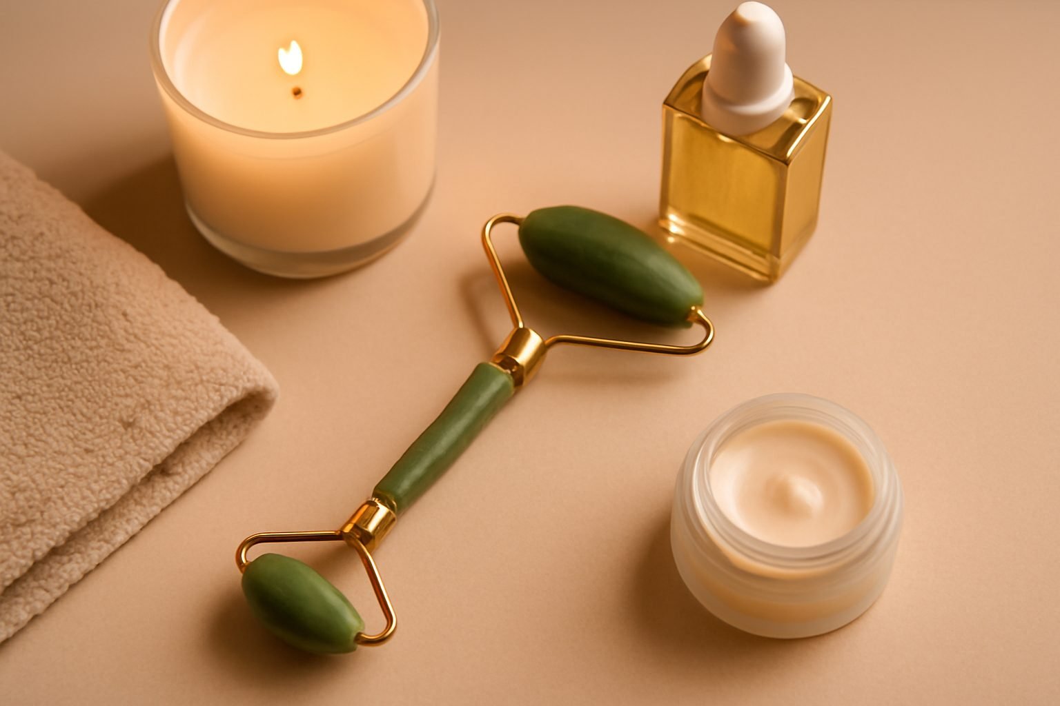 Jade Roller Anwendung fürs Gesicht