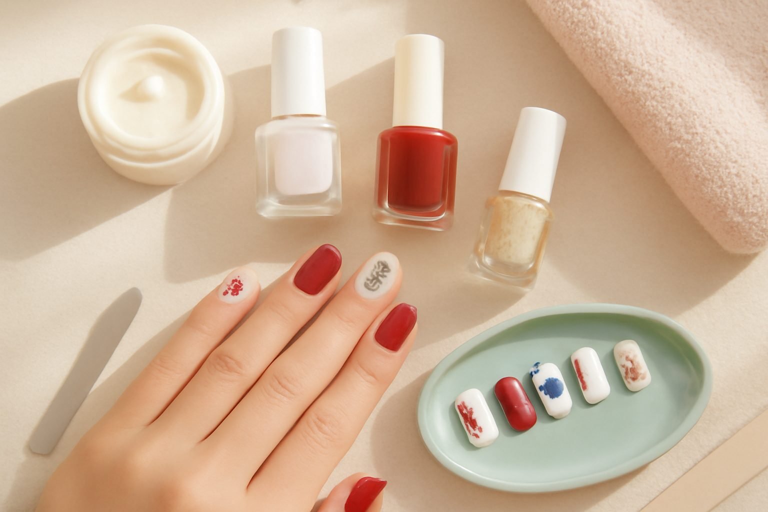 Nageldesign Weihnachten in Rot-Gold: Festliche Nailart-Ideen