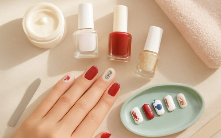 Nageldesign Weihnachten in Rot-Gold: Festliche Nailart-Ideen